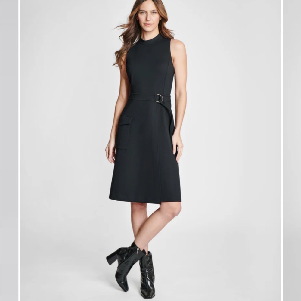 SPANX Black Halter Neck Sheath Midi Dress Work